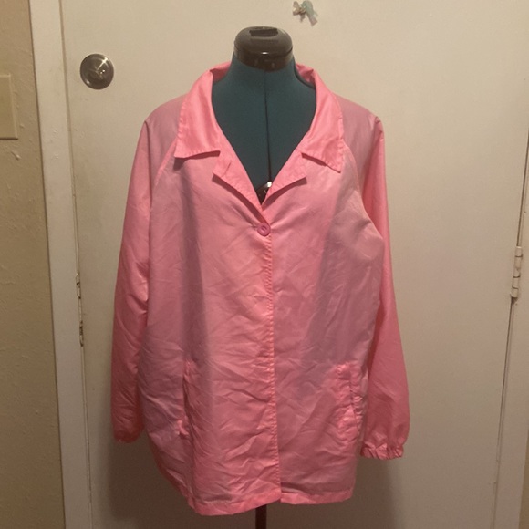 Large windbreaker Bright Pink Anti Social Club in black letters back 2 pockets - Picture 2 of 6